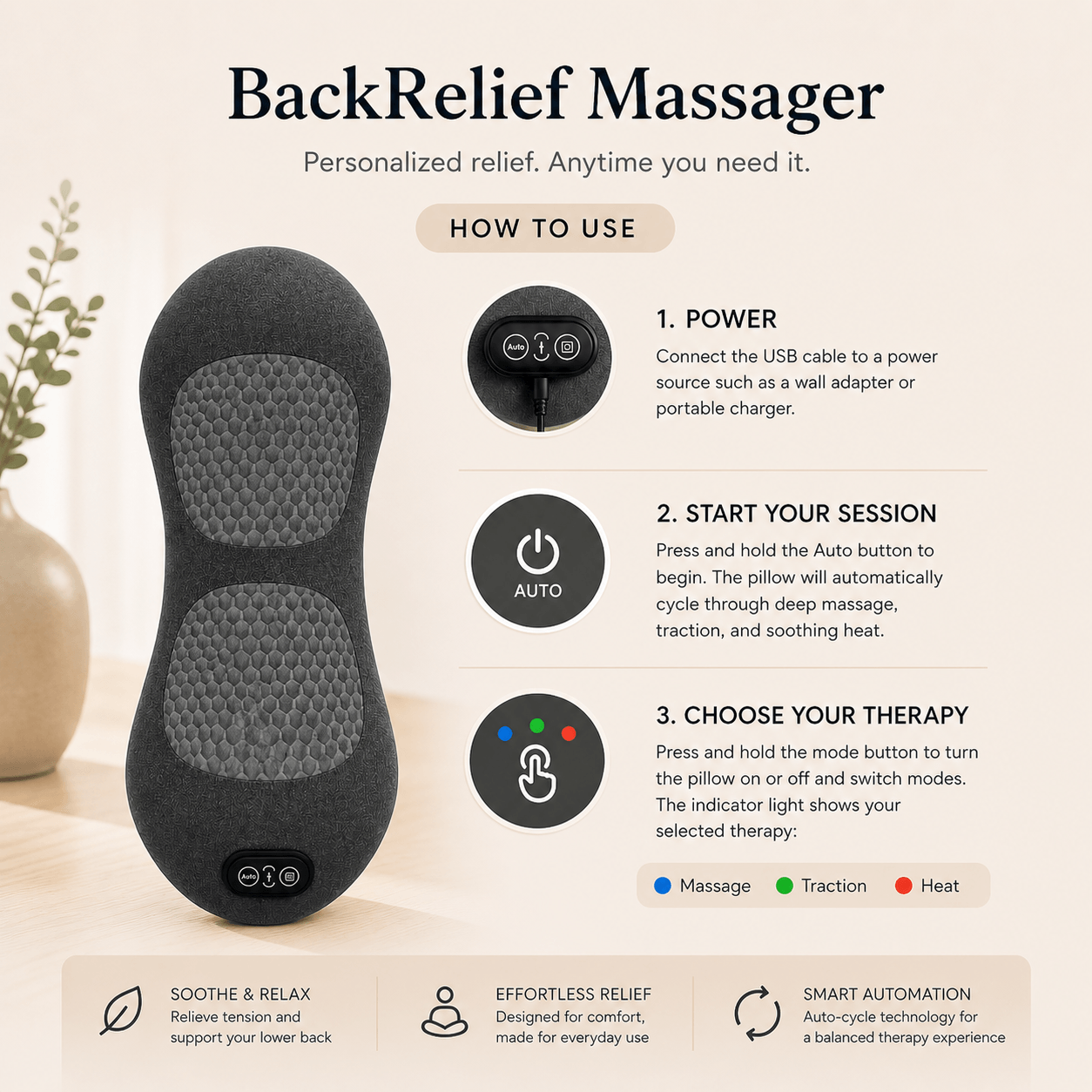 CloudRest™ BackRelief Premium Massager